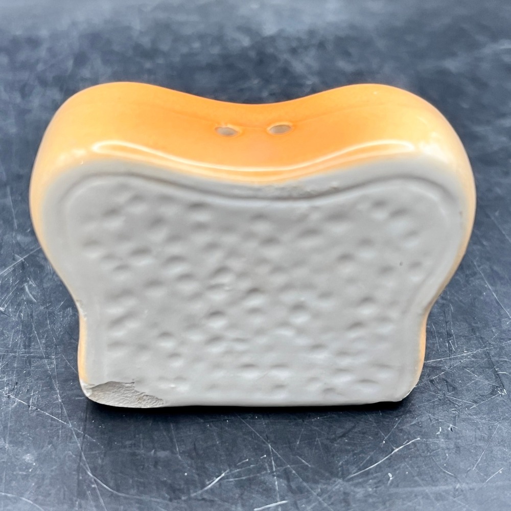 Bread Slice Toast Salt & Pepper‎ Shakers Vtg Ceramic Kitchen 1.75" x 2.25" As Is